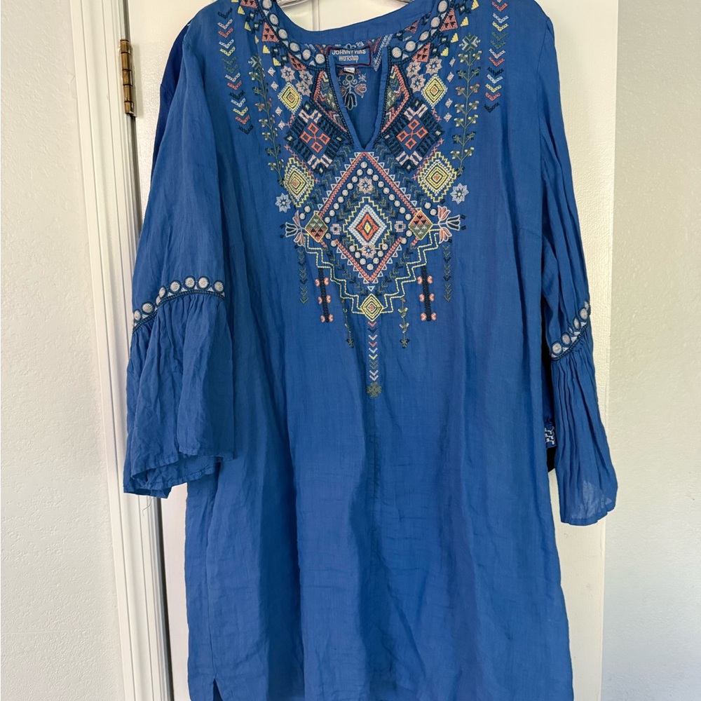 Gorgeous Johnny was sz XL Embroidered Blue Women's dress